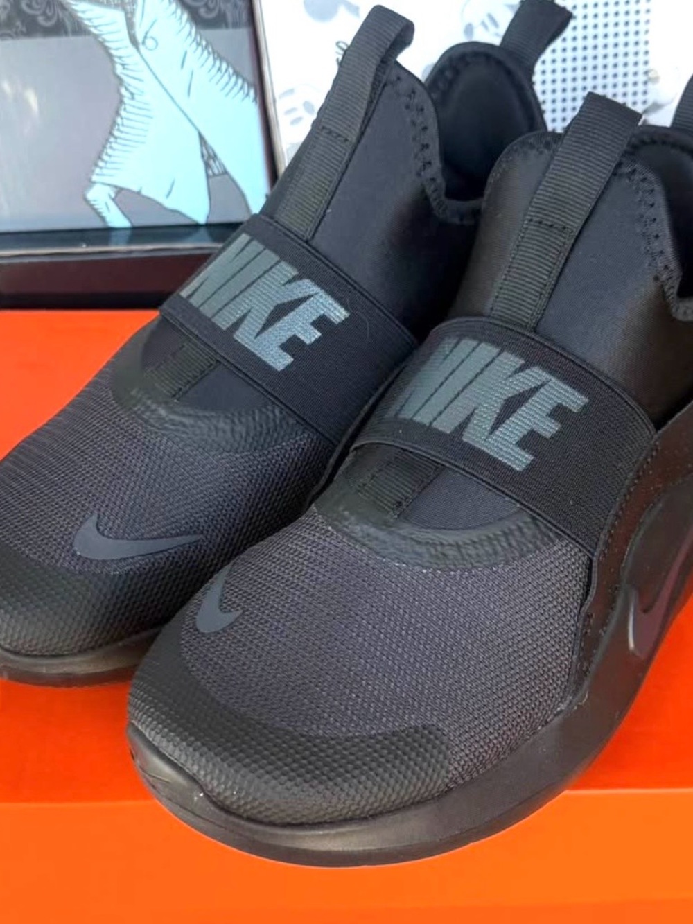 Nike Black Slip-On Athletic Sneakers with Elastic Strap
